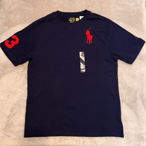 NWT. Ralph Lauren Navy Big Pony Cotton Jersey Tee. XL (18-20) short sleeve